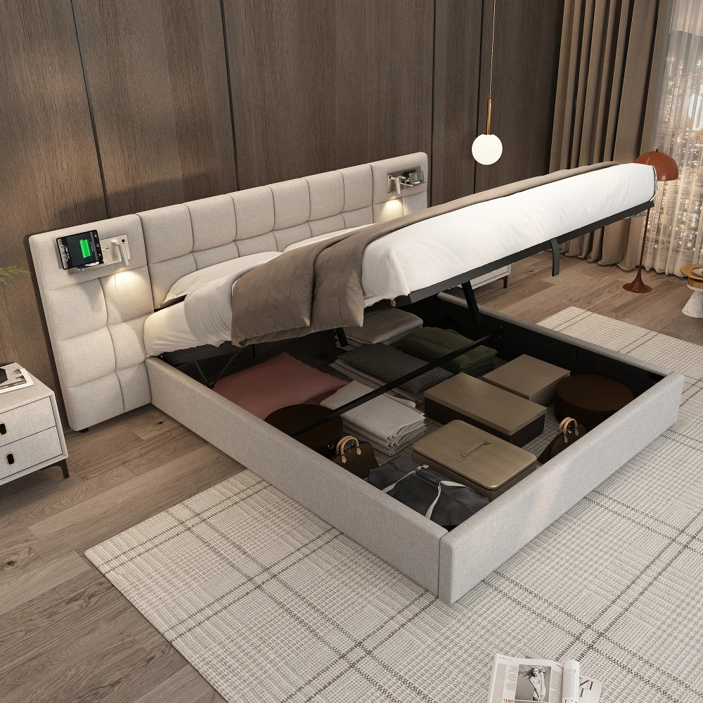 Taastrup Double Bed 180x200 cm, LED Lighting and USB-C - Image 2