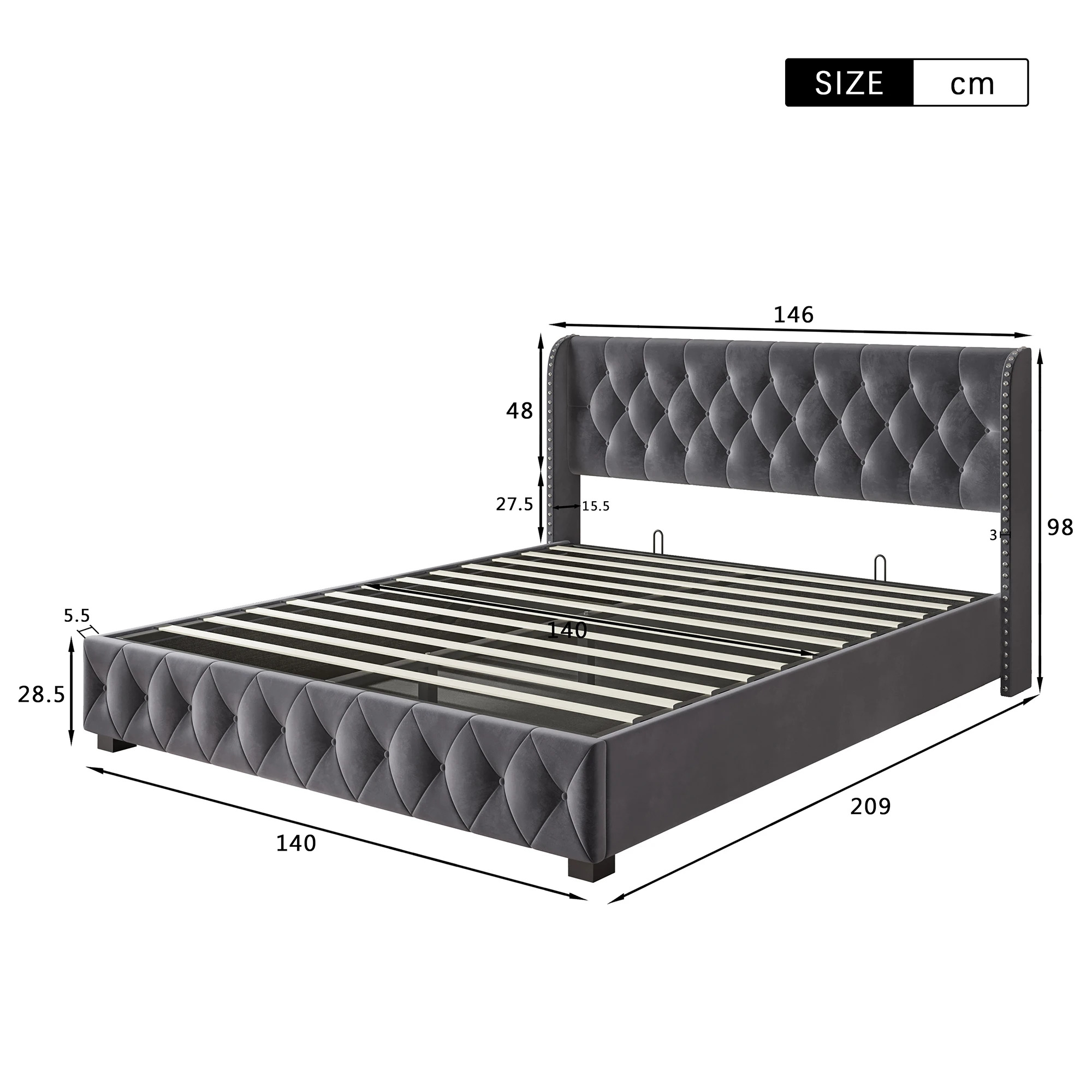 Odense Luxury Velvet Bed – 140 x 200 cm - Image 7