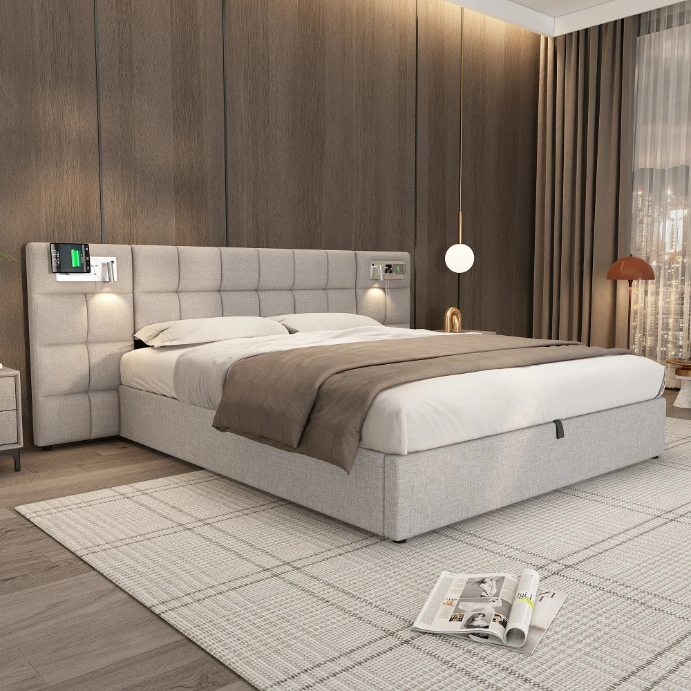 Taastrup Double Bed 180x200 cm, LED Lighting and USB-C - Image 3