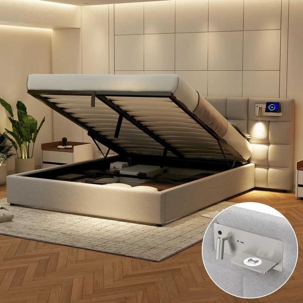 Taastrup Double Bed 180x200 cm, LED Lighting and USB-C - Image 4