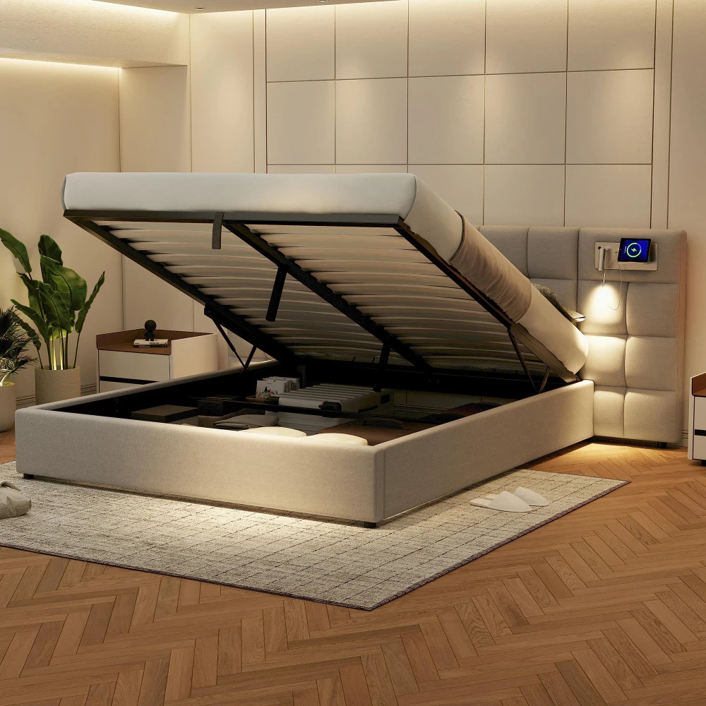 Taastrup Double Bed 180x200 cm, LED Lighting and USB-C - Image 6