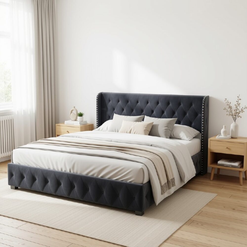 Odense Luxury Velvet Bed – 140 x 200 cm - Image 2