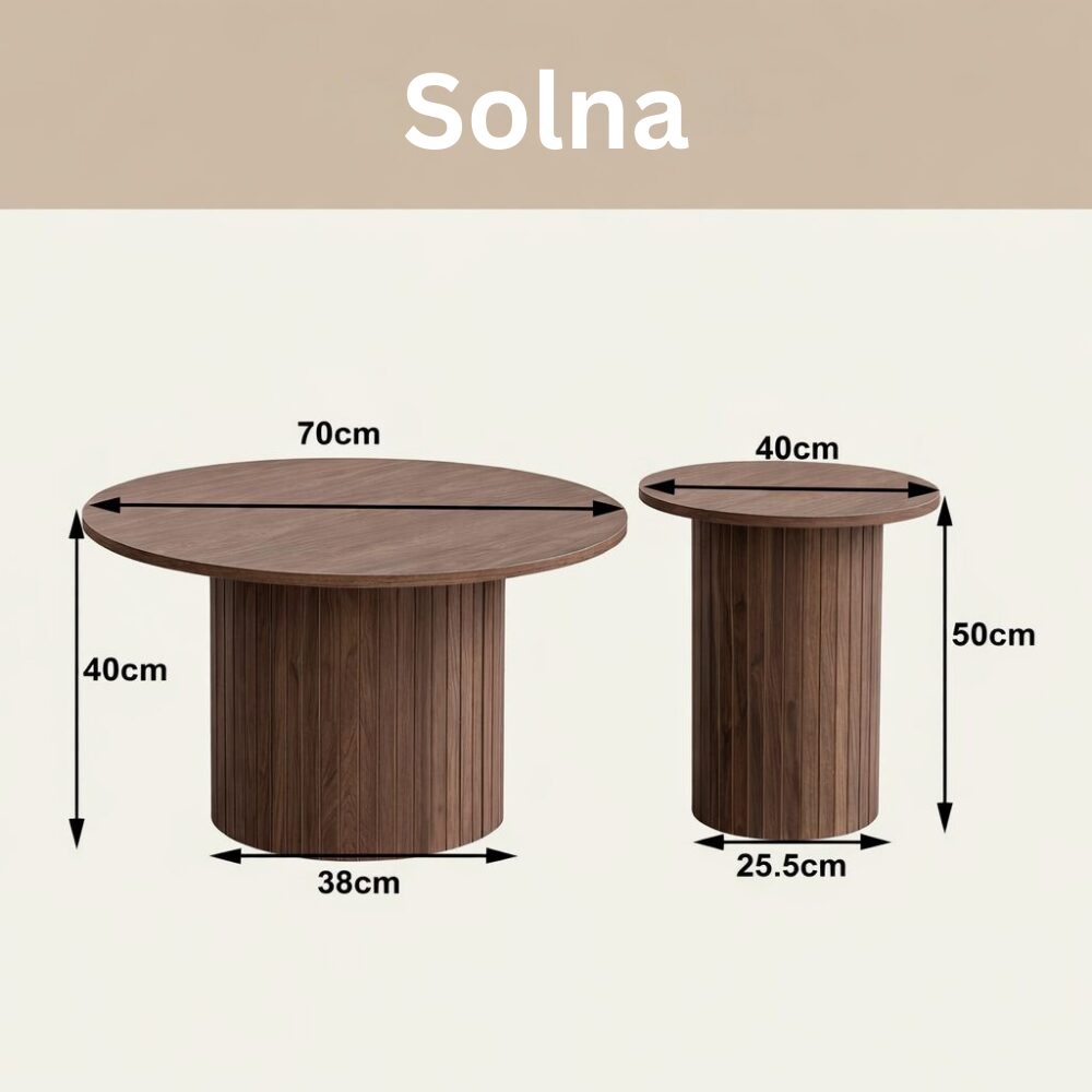 Solna Coffee Table Set – Scandinavian Design, Natural Finish - Image 3