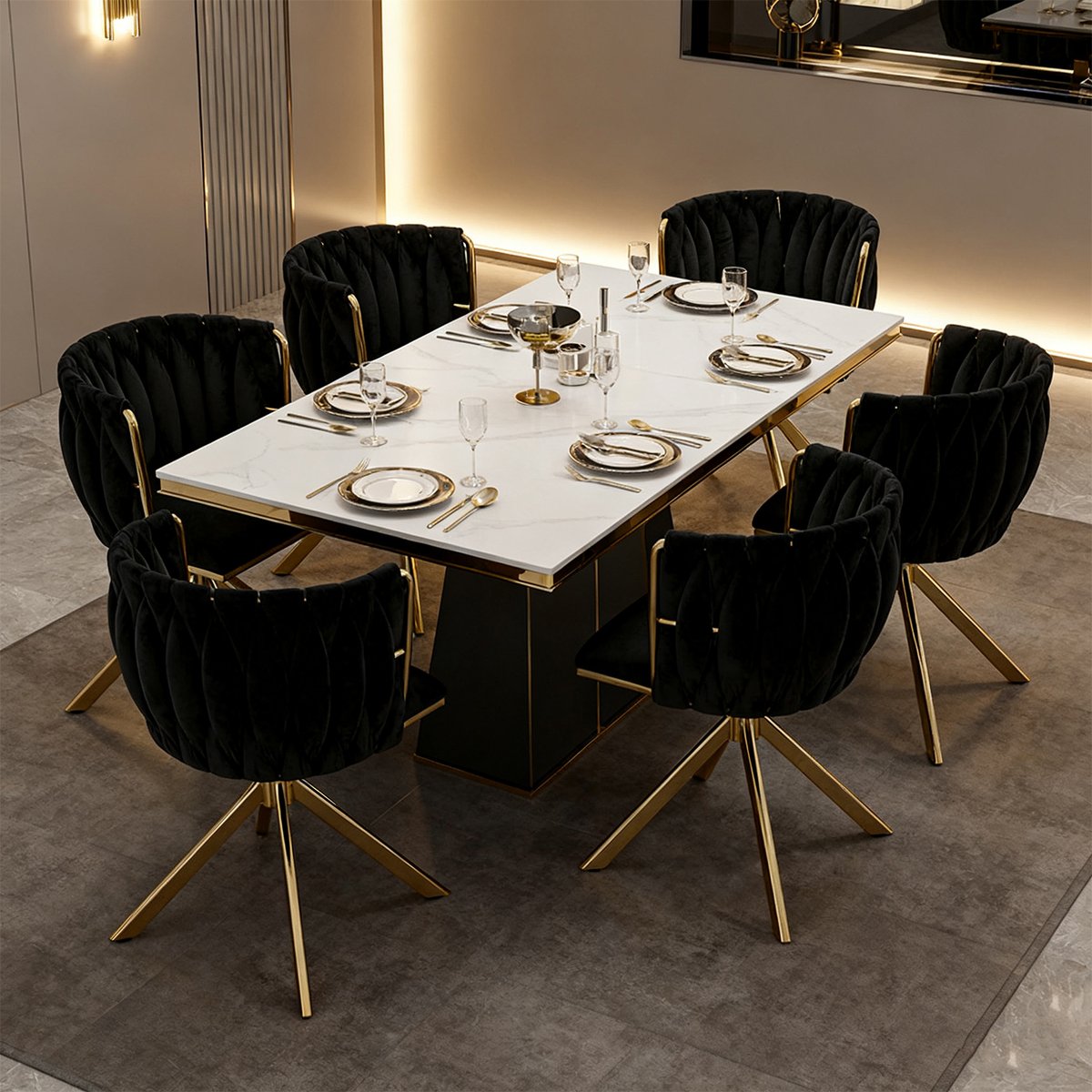 Kungsbacka Black and Gold – 180° Swivel Dining Chair in Luxurious Velvet - Image 5