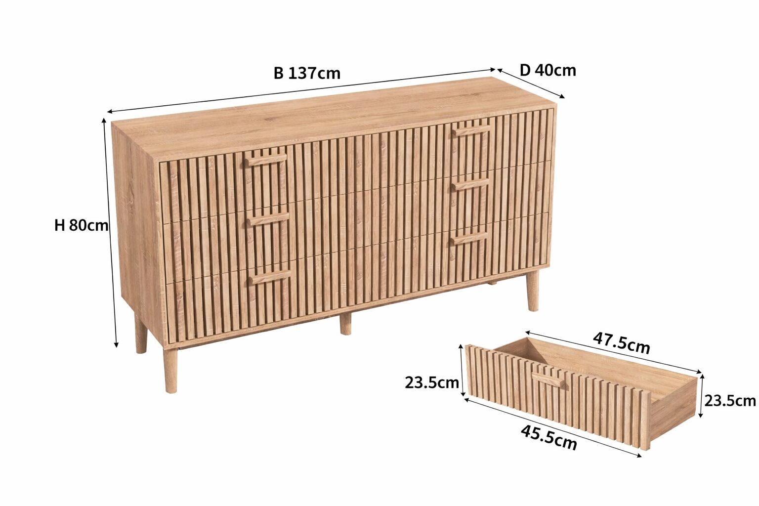 Aarhus chest of drawers -137 cm - Image 7