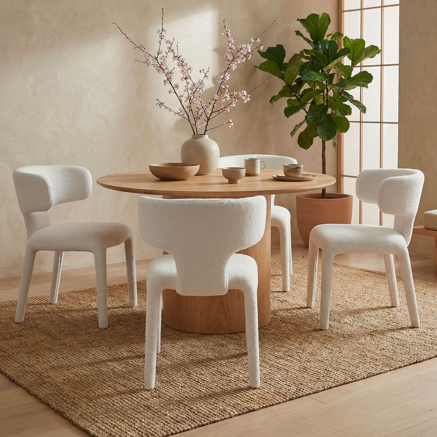 Tønder Dining Chairs – Bouclé Fabric – White (Set of 2) - Image 3