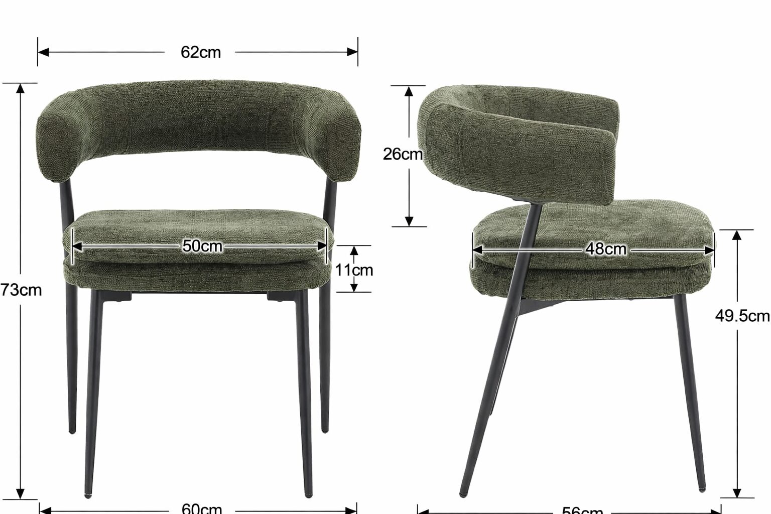 Djursholm Grey Dining Chair – 2 Pack - Image 4