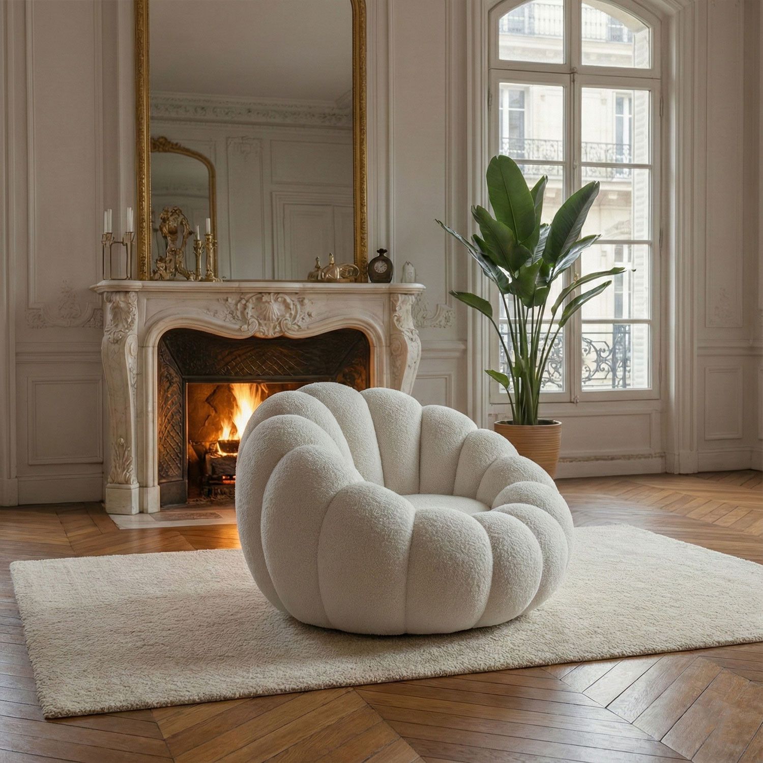 Horsens – Shell Design, Cream Bouclé Fabric - Image 3