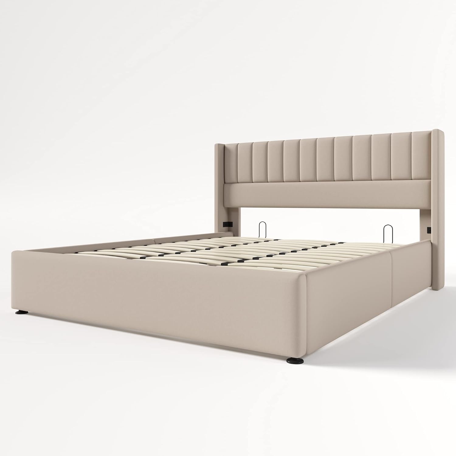 Esbjerg Elegant Bed 160x200 cm with Storage – Beige Linen - Image 3