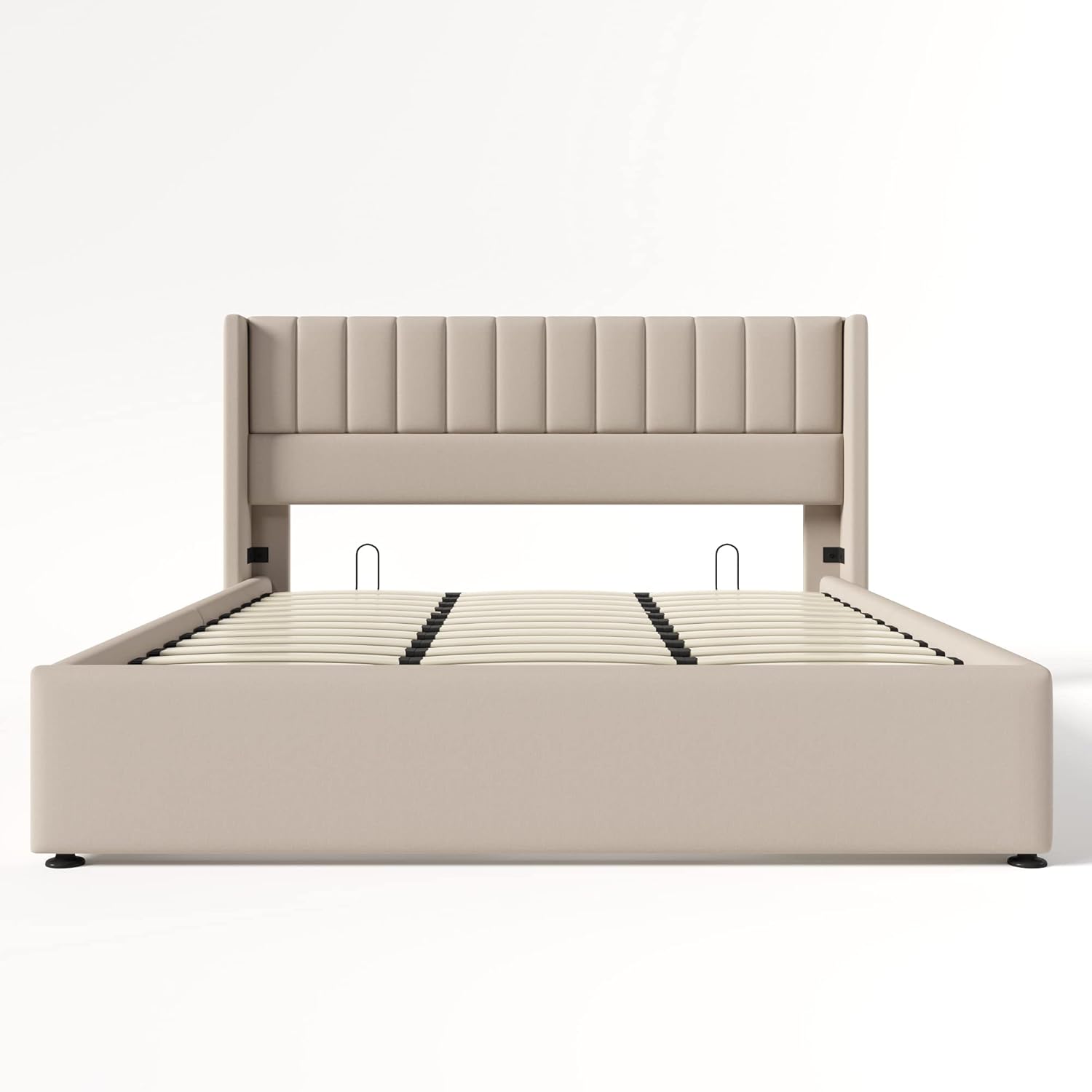 Esbjerg Elegant Bed 160x200 cm with Storage – Beige Linen - Image 4
