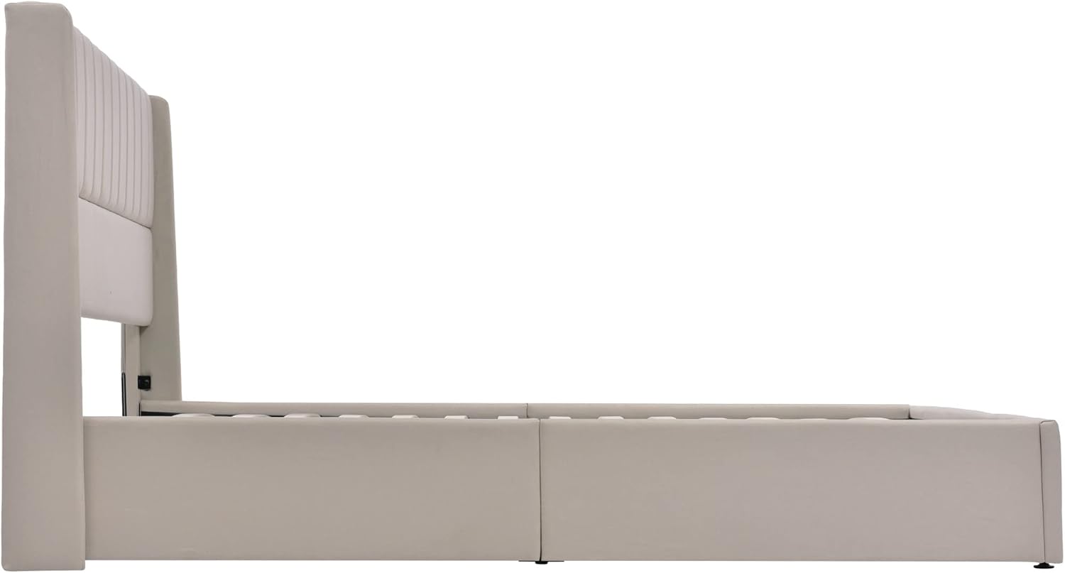 Esbjerg Elegant Bed 160x200 cm with Storage – Beige Linen - Image 5