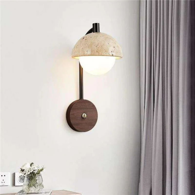 Lysekil – Travertine and Wood Minimalist Wall Sconce - Image 2