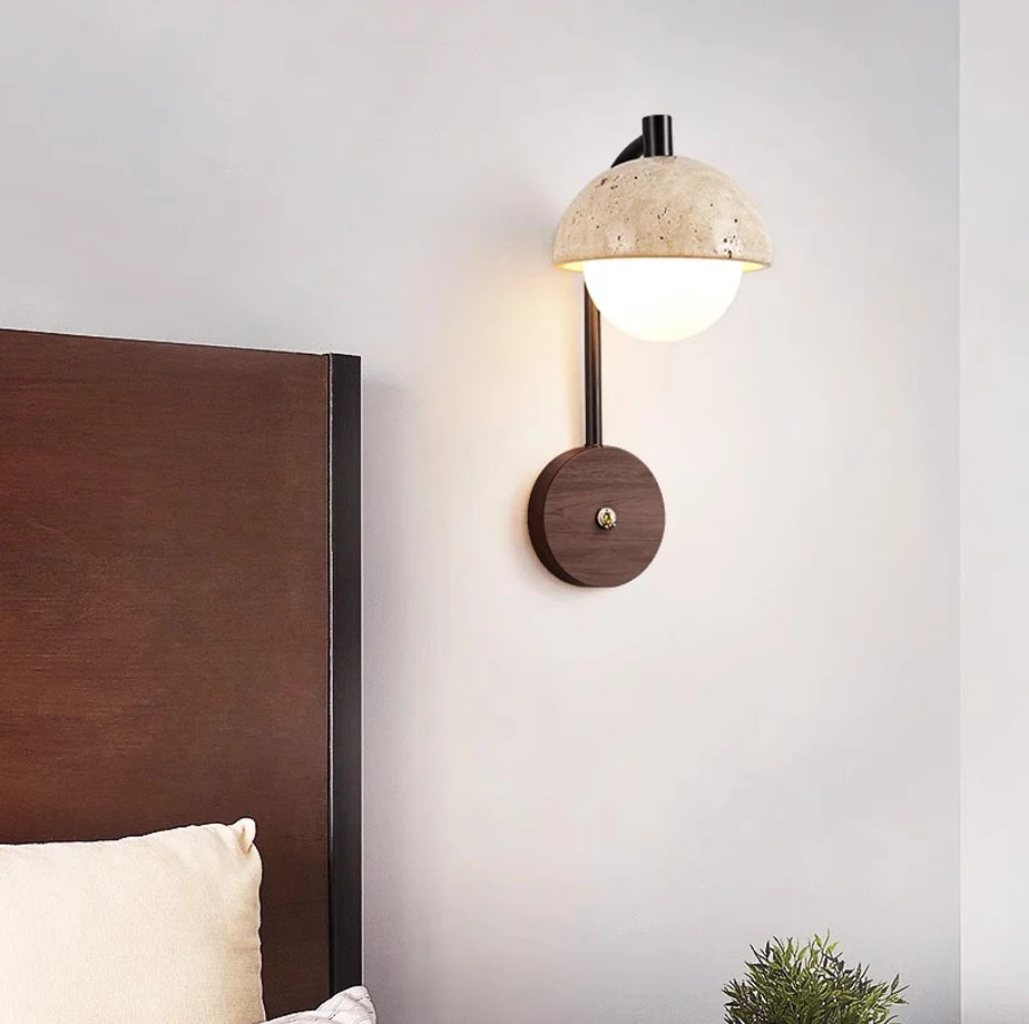 Lysekil – Travertine and Wood Minimalist Wall Sconce - Image 5