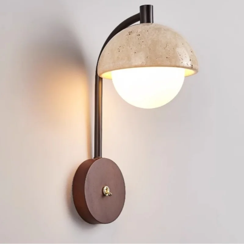 Lysekil – Travertine and Wood Minimalist Wall Sconce - Image 6